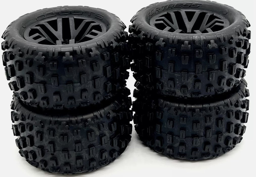 Arrma 1/18 GRANITE , 1/16 QUAKE , 1/16 GORGON GROM Wheels & Tires (set of 4) Fortress dboots - BOBBYRC