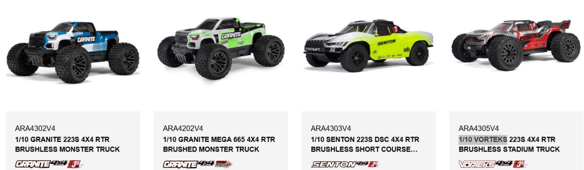 ARRMA GRANITE ,SENTON, VORTEK S223S 4X4 223s (Only)Front/Rear Suspension A - Arms - BOBBYRC