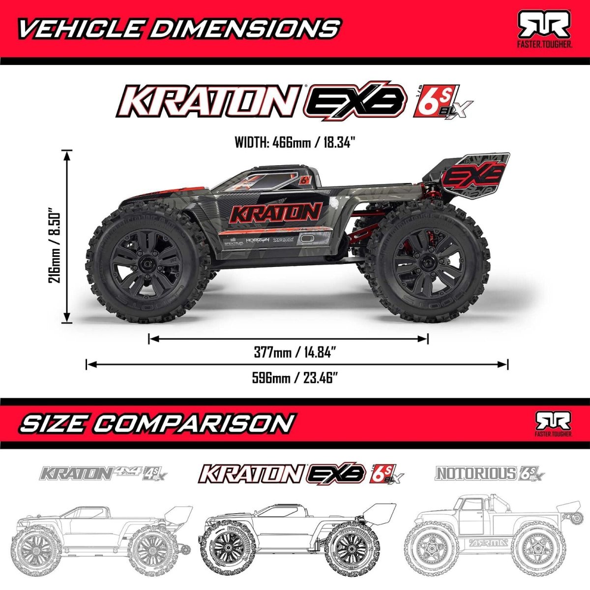 Arrma Kraton 6S EXB BLX RTR 1/8 4WD Brushless Speed Truck (V6) w/SLT3 2.4GHz Radio - BOBBYRC