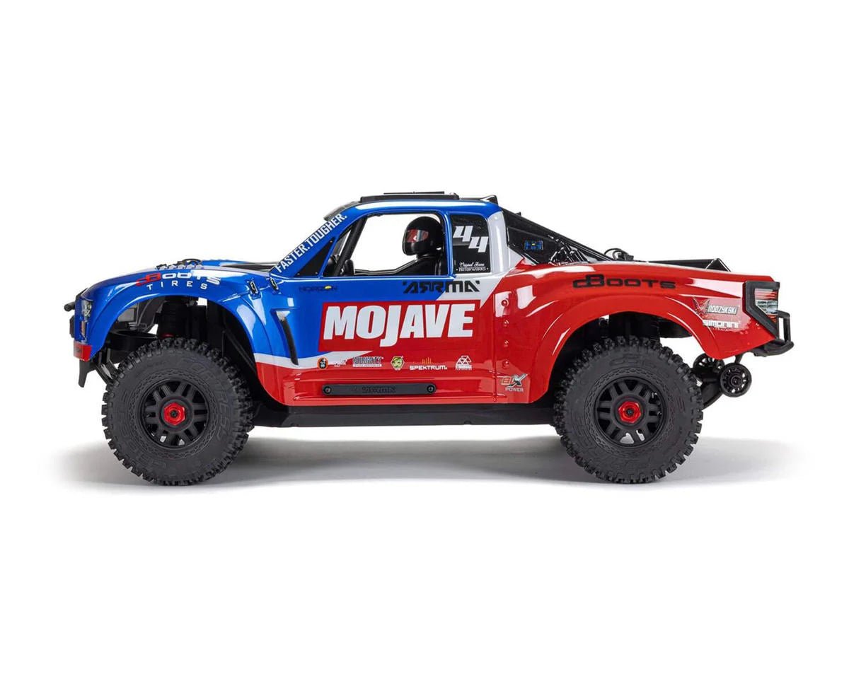 Arrma Mojave 4S BLX Brushless 1/8 4WD RTR Electric Desert Truck (Blue/Red) w/Spektrum SLT3 2.4GHz Radio - BOBBYRC