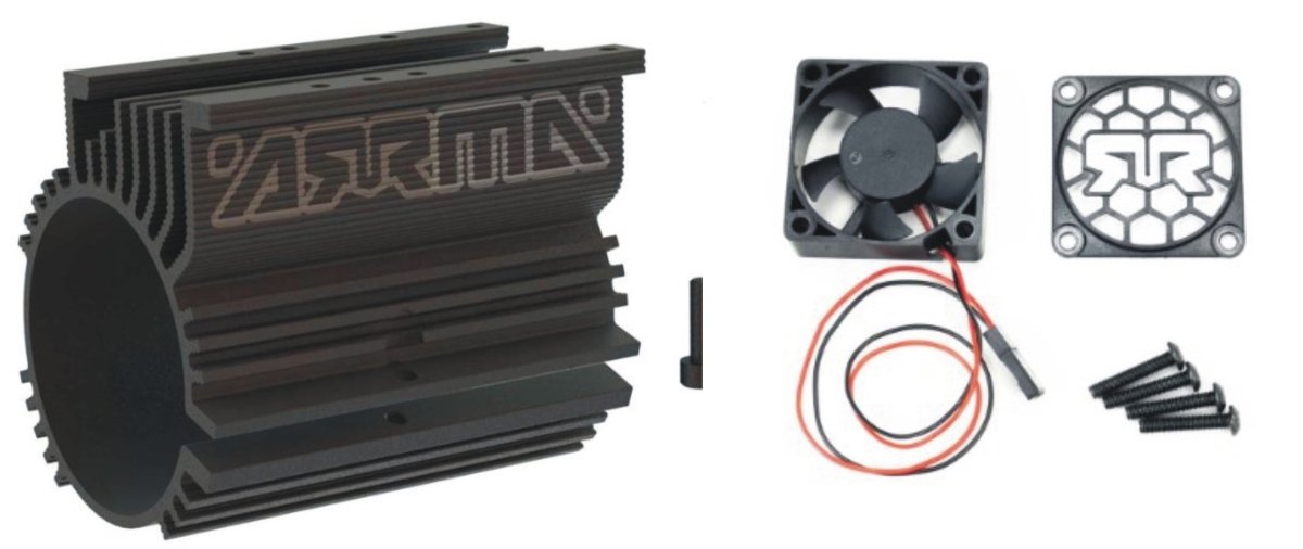 Arrma Motor Heatsink V2: 4074 , Fan & Cover Set - BOBBYRC