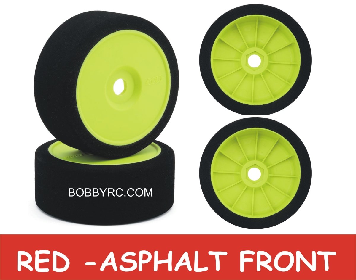 BSR Racing 1/8 Mounted GT Foam Tires 17mm Hex (2) (Red - Yellow) - BOBBYRC