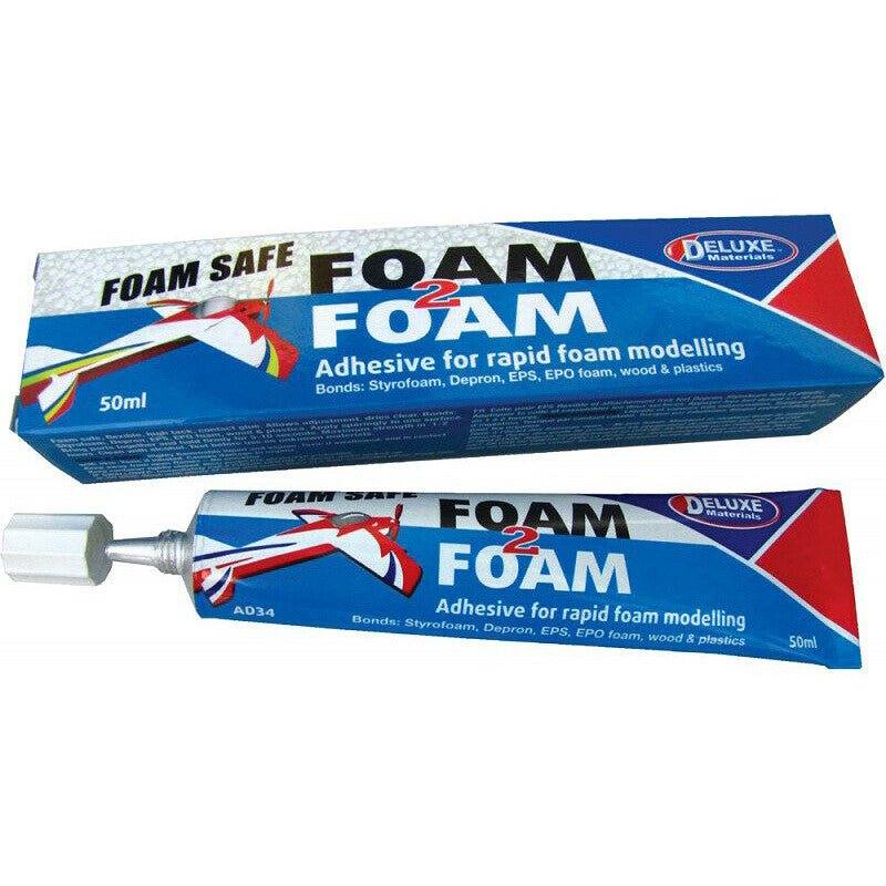 DELUXE Foam 2 Foam, Foam Safe Glue 50ml: EPO, EPS, Wood DLMAD34 - BOBBYRC