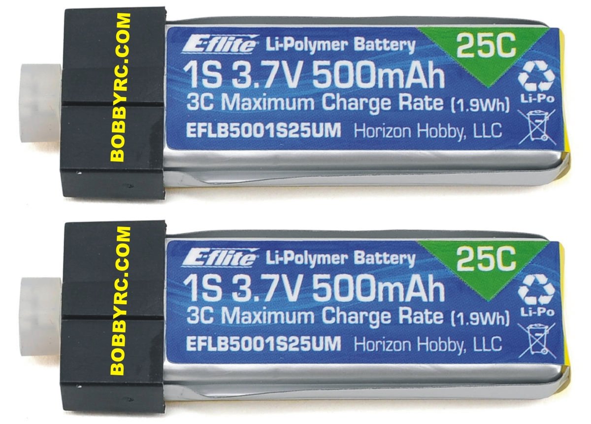 E - flite 1S 25C High Current LiPo Battery Pack w/UMX Connector (3.7V/500mAh) - BOBBYRC