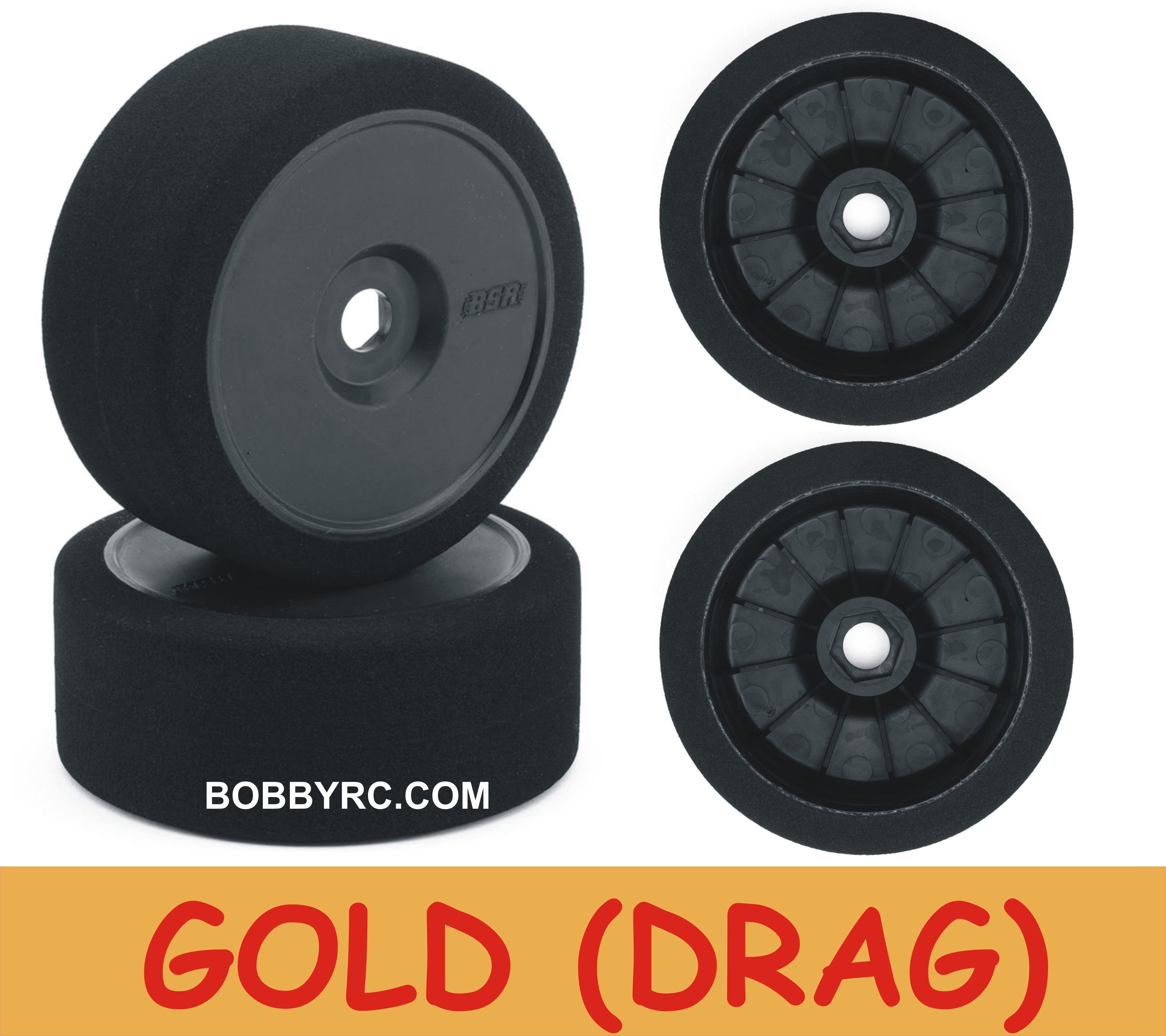 BSR Racing 1/8 Mounted GT Foam Tires 17mm Hex (2) (Gold - Black)