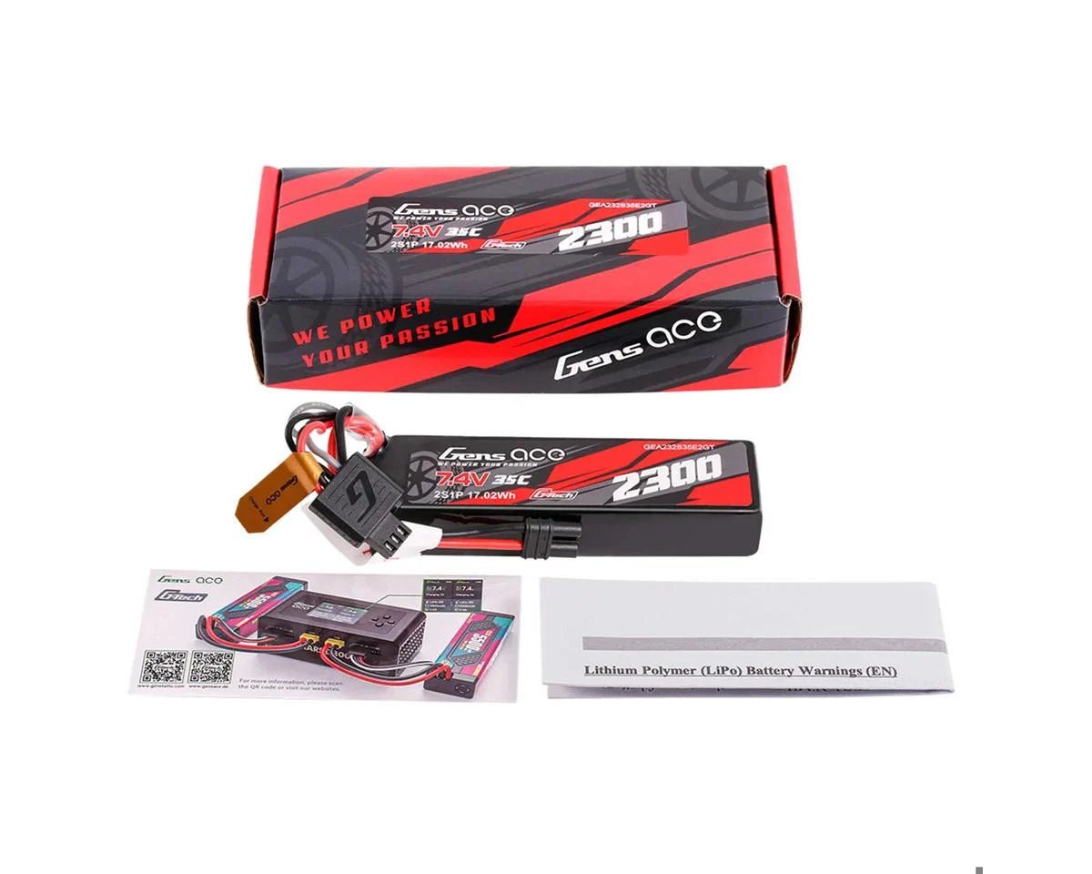 Gens Ace 2S 35C Lipo Battery Pack (7.4V/2300mAh) w/iEC2 Grom Series, Losi NASCAR - BOBBYRC