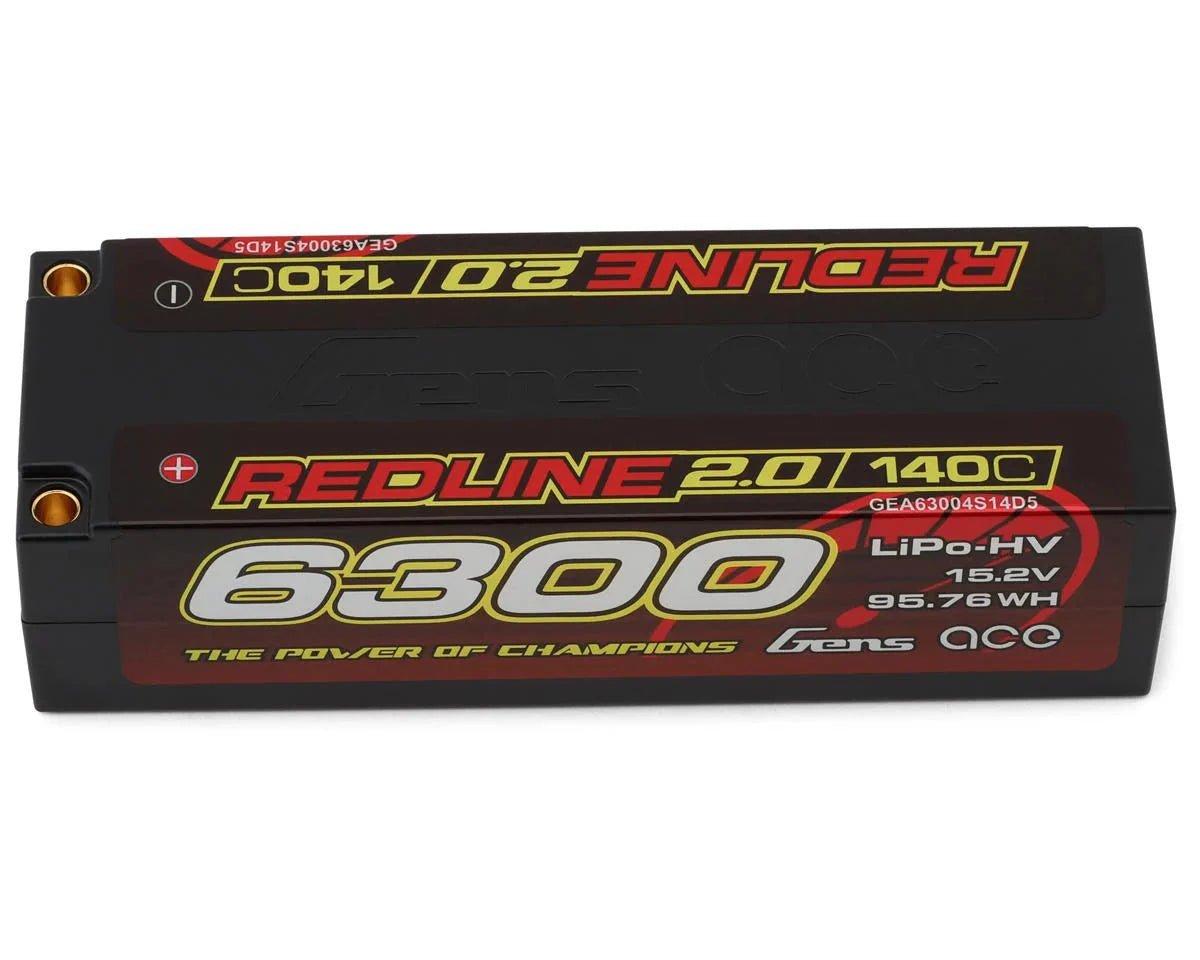 Gens Ace Redline 2.0 4S LiHV Battery 140C (15.2V/6300mAh) w/5.0mm bullet - BOBBYRC
