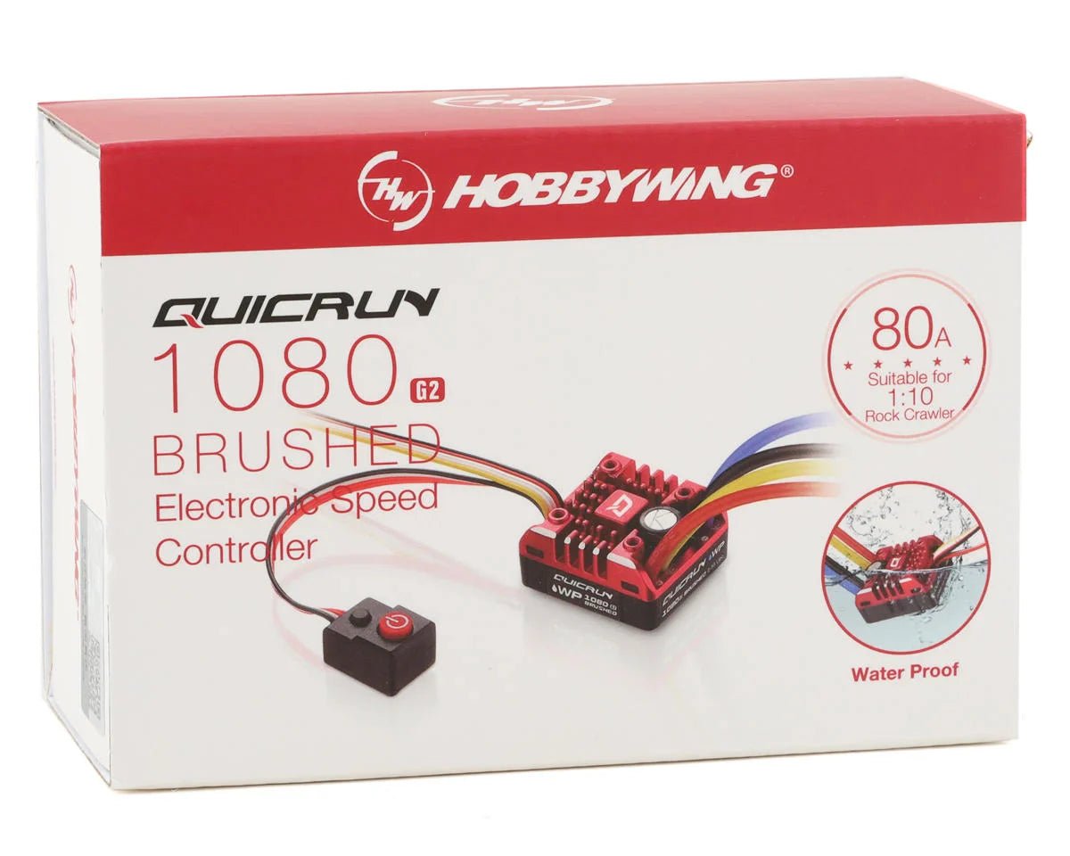 Hobbywing QuicRun Waterproof 1080 G2 Brushed Crawling ESC (2 - 3S) - BOBBYRC