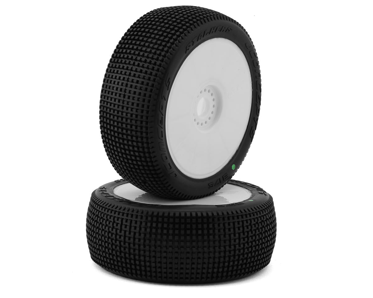 JConcepts Stalkers 1/8 Pre - Mounted Buggy Tire (White) (Green) - BOBBYRC