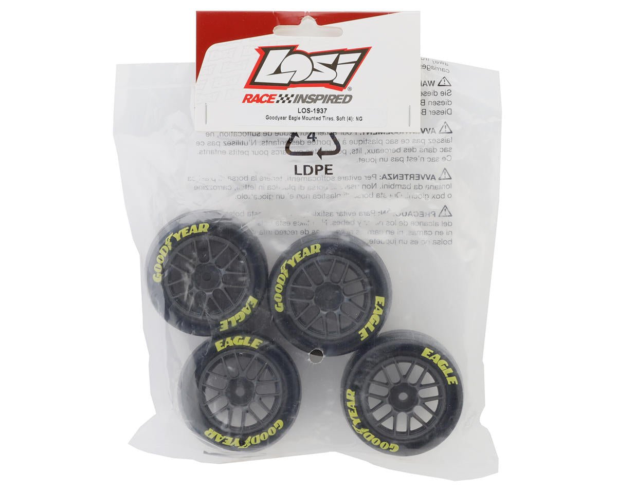 Losi NASCAR Goodyear Eagle Pre-Mounted Tires (4) (Soft) - BOBBYRC
