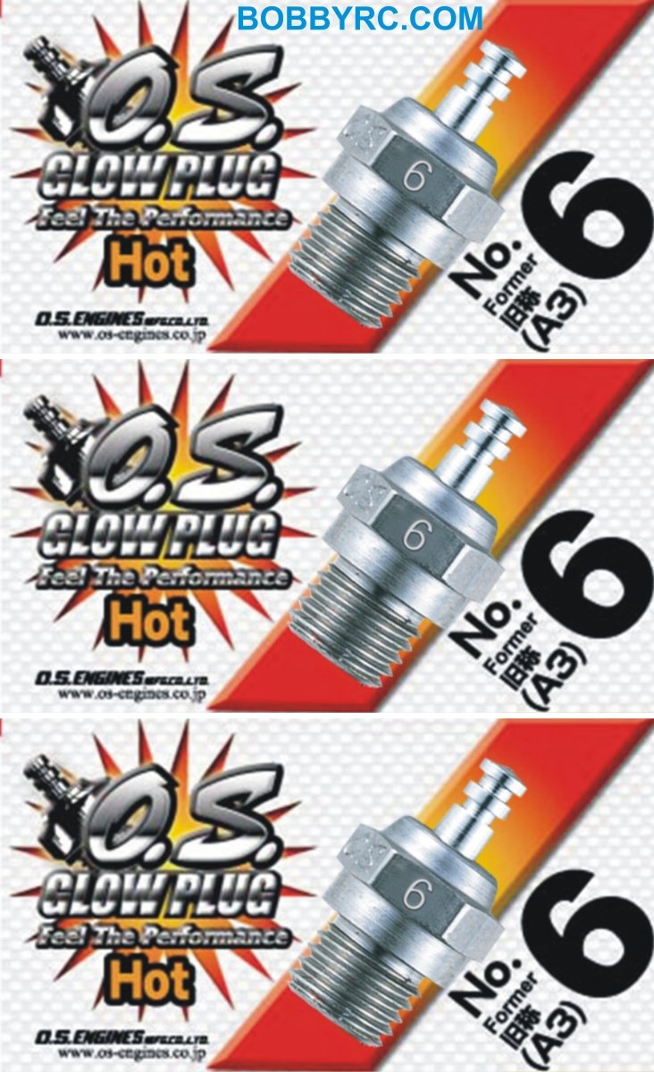 O.S.6 A3 OSMG2690 Two Stroke Nitro Engine RC Airplane / Car Hot Glow Plug - BOBBYRC