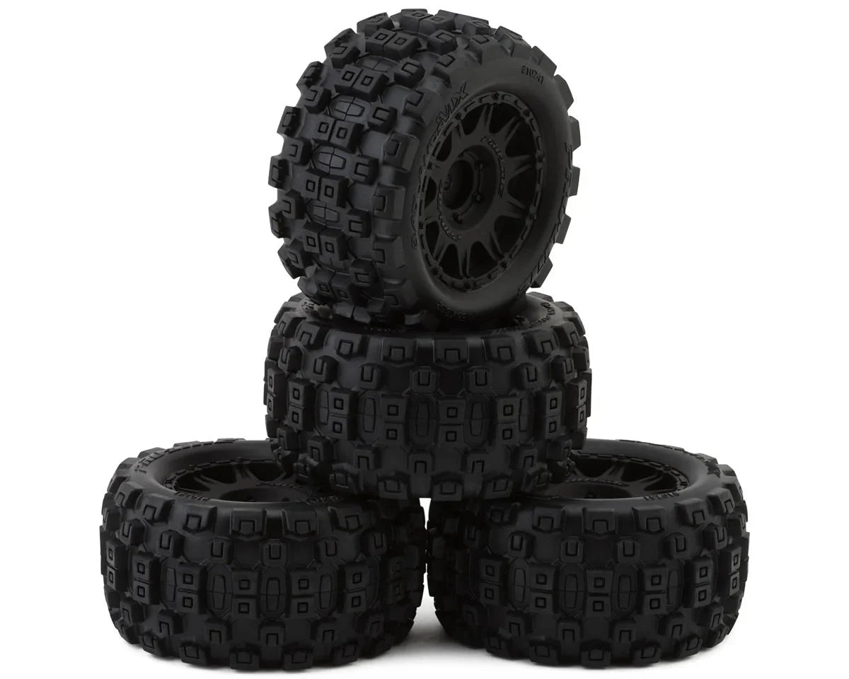 Pro-Line Badlands MX Pre-Mounted MT 1/18 Tire Set (Black) (4) w/12mm Hex - BOBBYRC