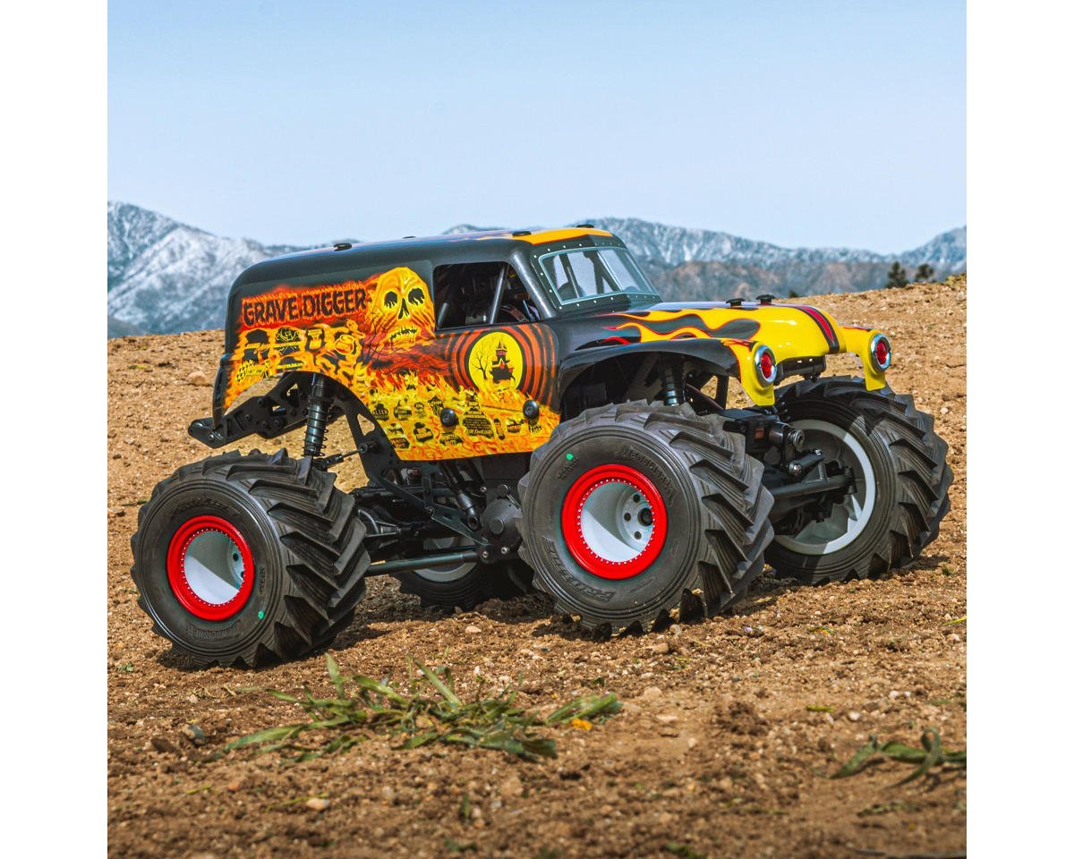 Pro-Line LMT 1/10 Grave Digger Fire Pre-Painted Body (Red) - BOBBYRC