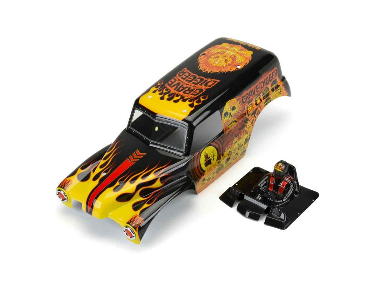 Pro-Line LMT 1/10 Grave Digger Fire Pre-Painted Body (Red) - BOBBYRC