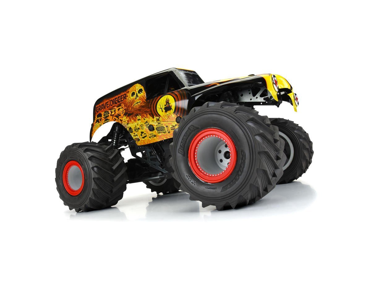 Pro-Line LMT 1/10 Grave Digger Fire Pre-Painted Body (Red) - BOBBYRC