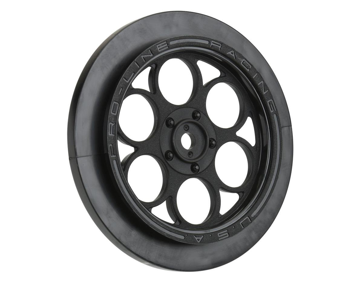 Pro - Line Showtime Front Drag Racing Wheels w/12mm Hex (Black) (2) - BOBBYRC