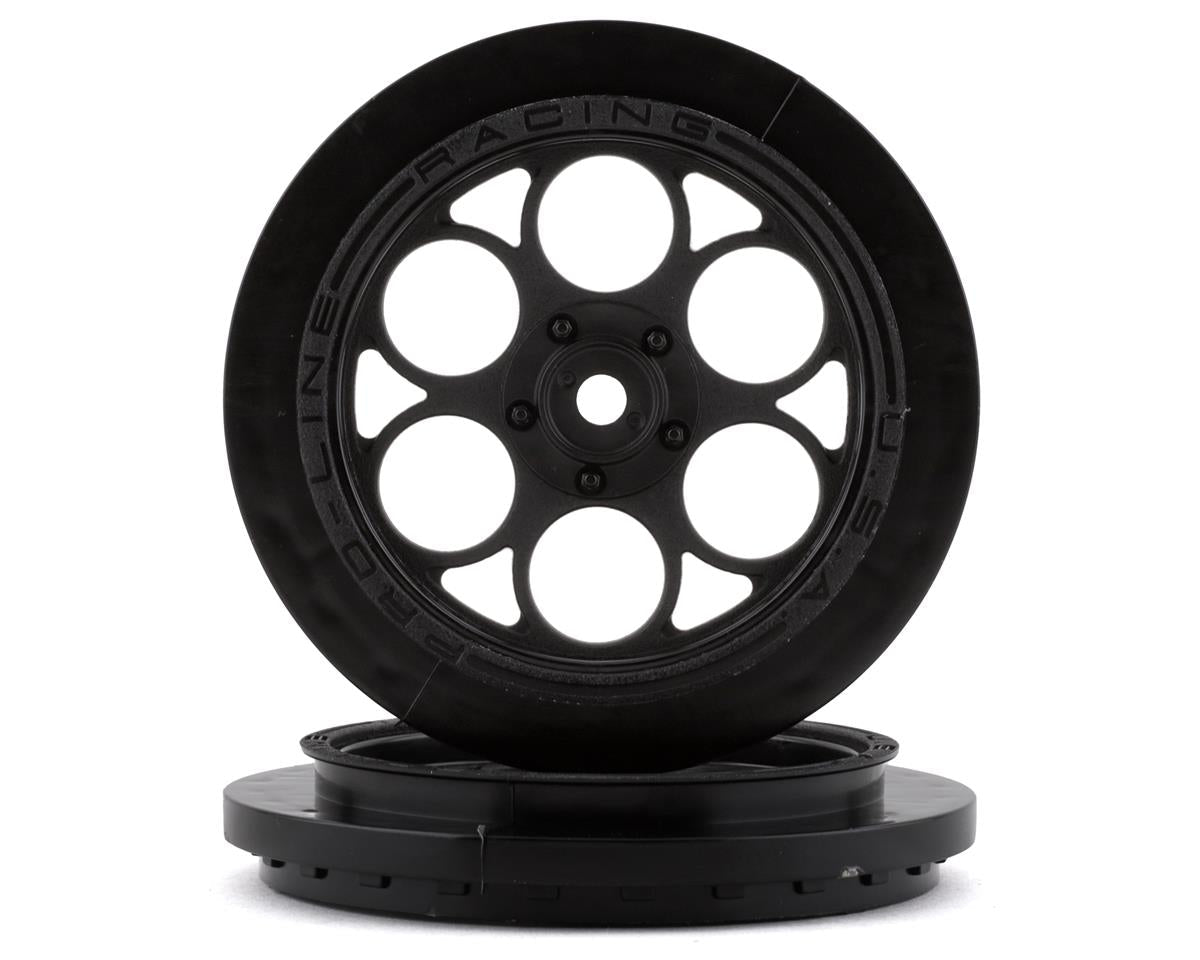 Pro - Line Showtime Front Drag Racing Wheels w/12mm Hex (Black) (2) - BOBBYRC