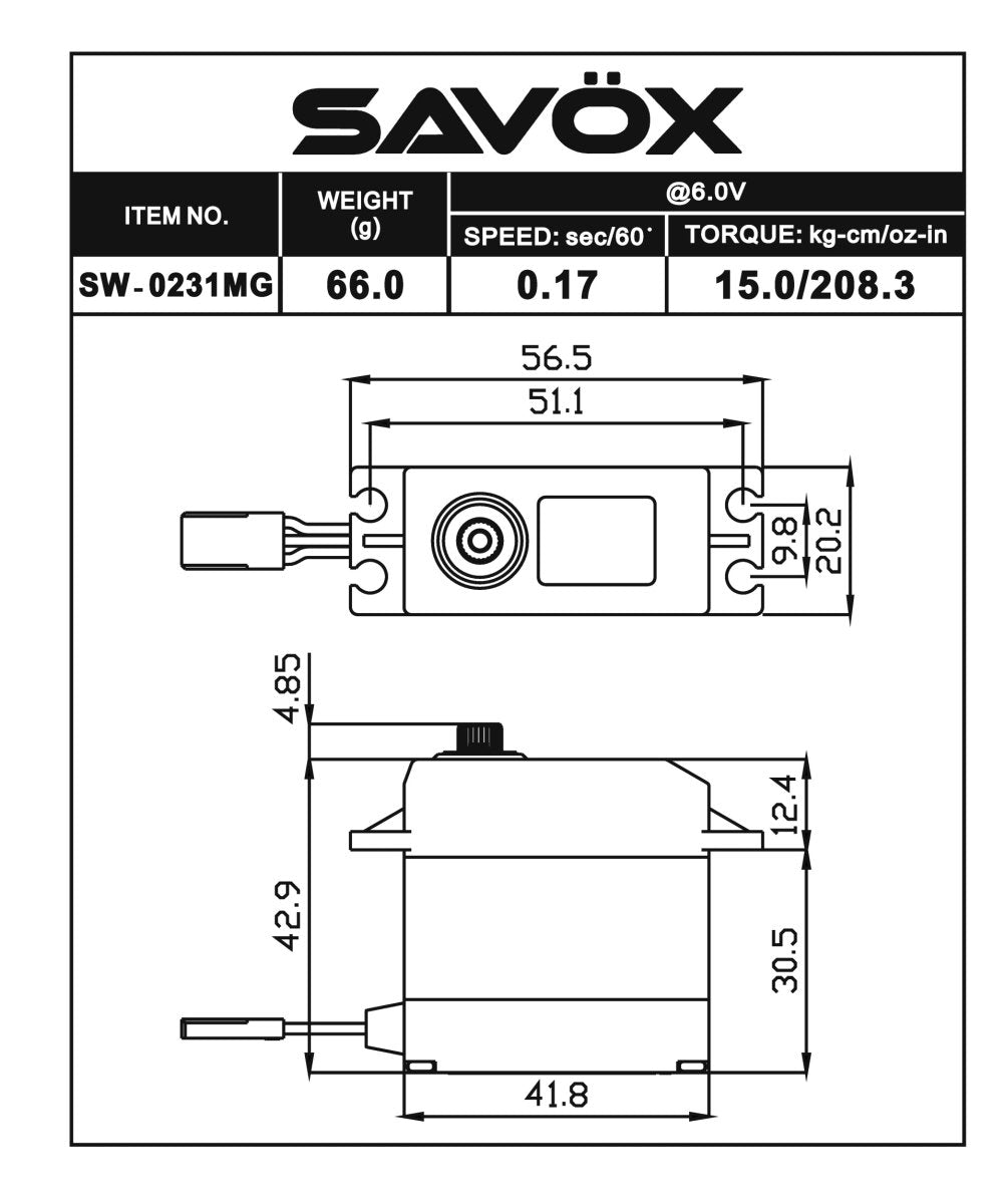 Savox SW - 0231MG Plus Waterproof Metal Gear Digital Servo Traxxas Slash E - Revo Summit - BOBBYRC
