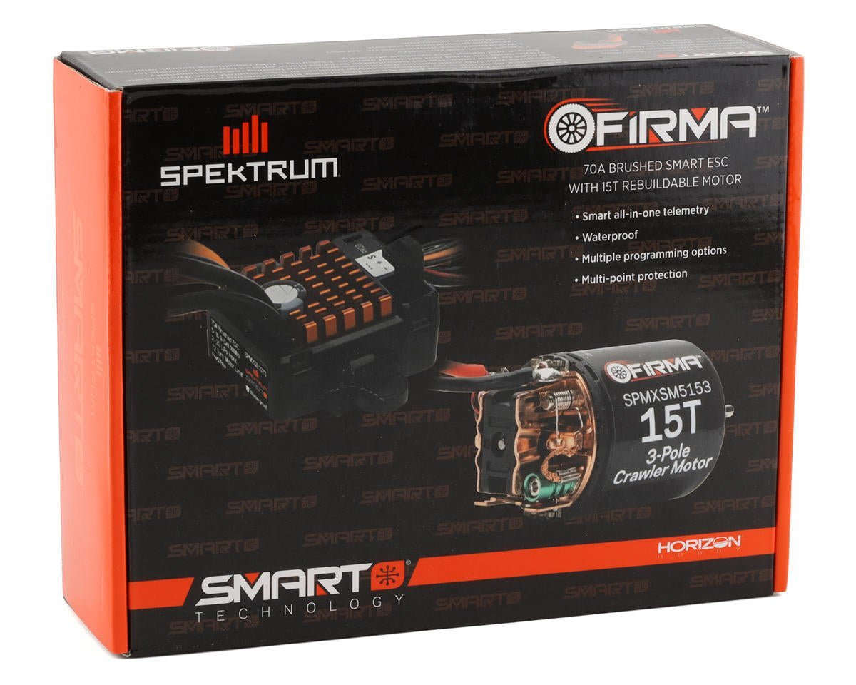 Spektrum Firma 70A Smart Waterproof Brushed ESC & 15T Brushed Motor 1/10 Scale Crawlers (Copy) - BOBBYRC