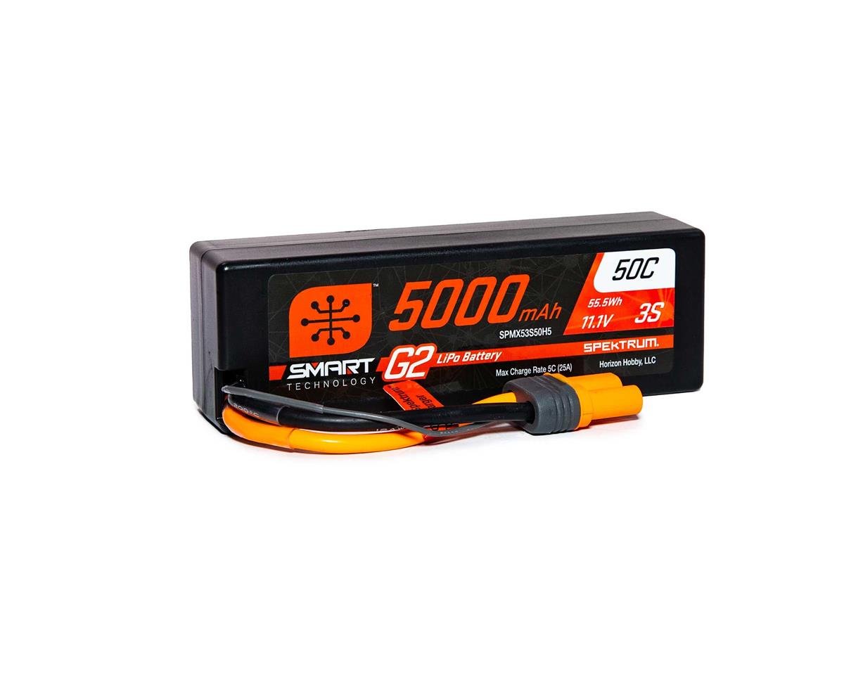 Spektrum RC 3S Smart G2 LiPo 50C Battery Pack (11.1V/5000mAh) w/IC5 Connector - BOBBYRC