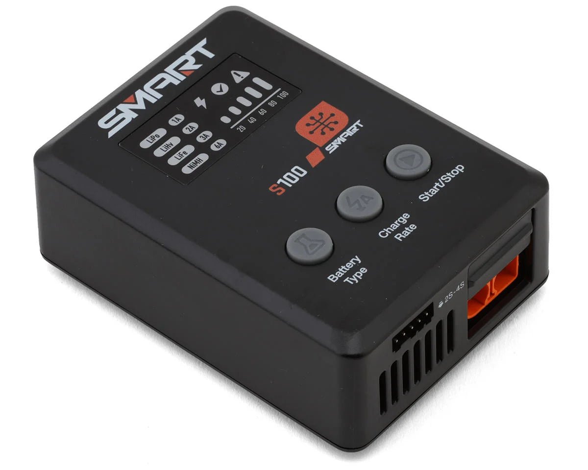 Spektrum RC S100 Smart Charger w/USB - C GaN Power Supply Combo (4S/100W) - BOBBYRC