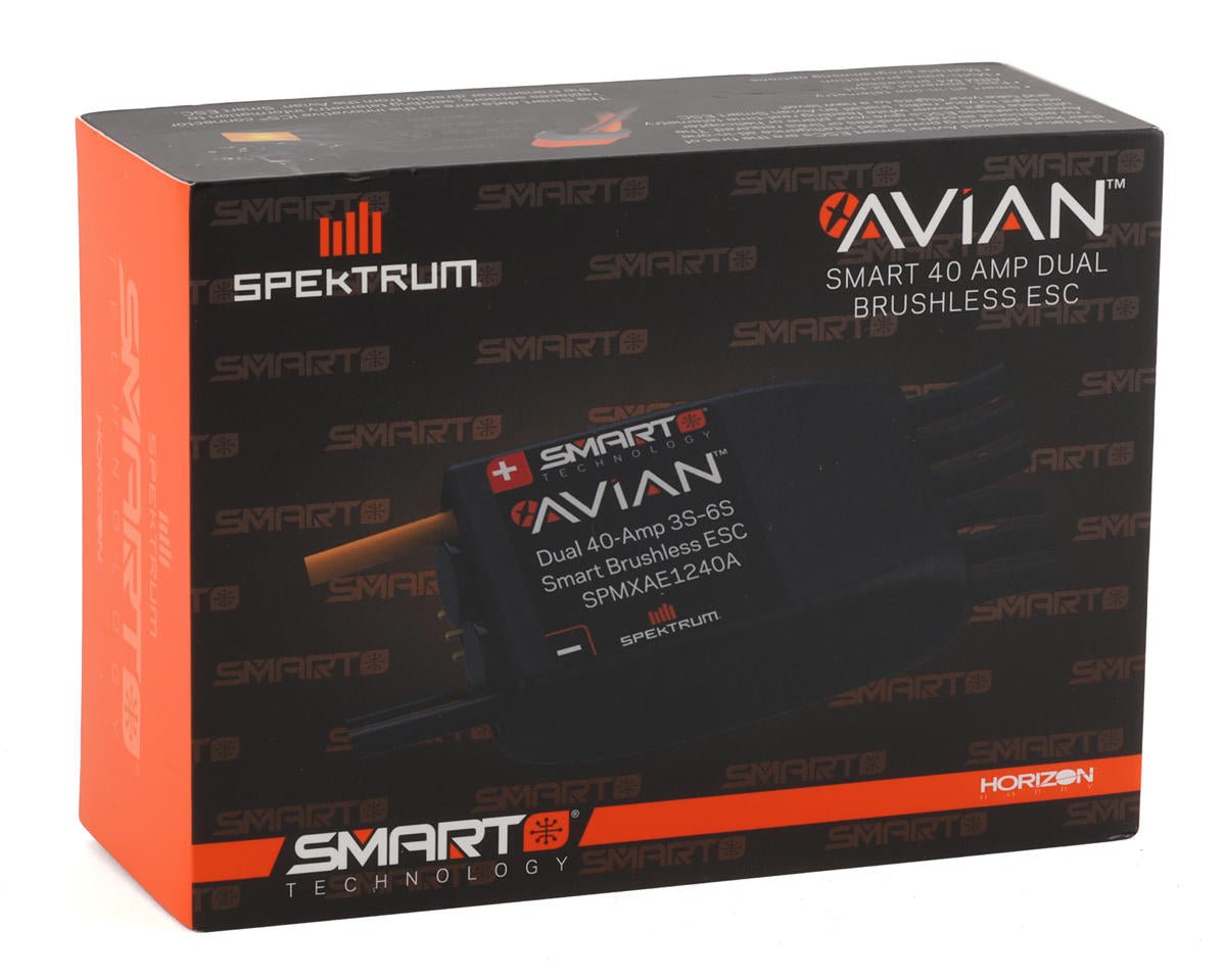 Spektrum RC SPMXAE1240A Avian Dual 40 Amp 3 - 6S Brushless Smart ESC RC Jet /Plane - BOBBYRC