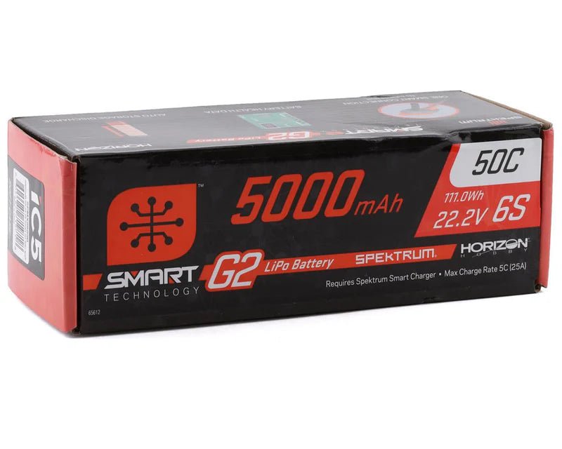 Spektrum Smart 5000mAh 6S 22.2V G2 LiPo Battery 50C IC5 Rc Plane & Arrma Trucks - BOBBYRC