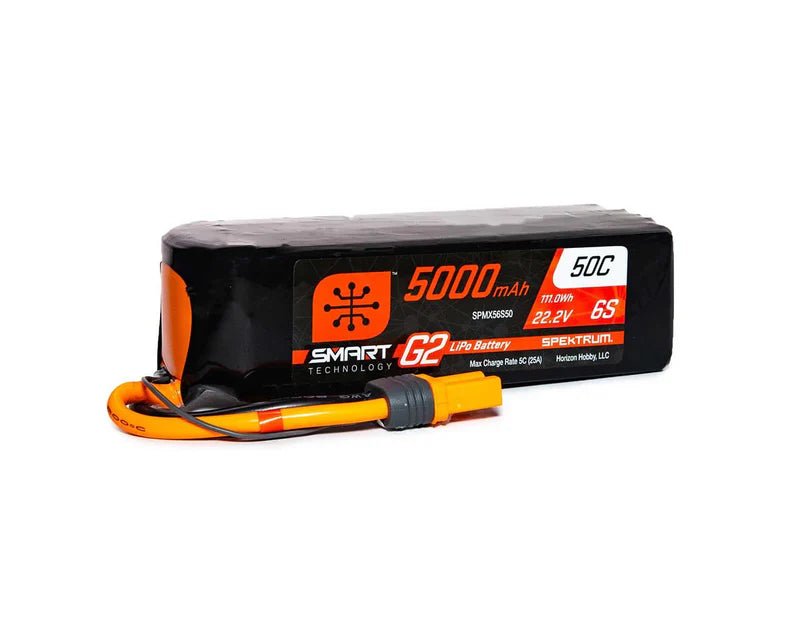 Spektrum Smart 5000mAh 6S 22.2V G2 LiPo Battery 50C IC5 Rc Plane & Arrma Trucks - BOBBYRC