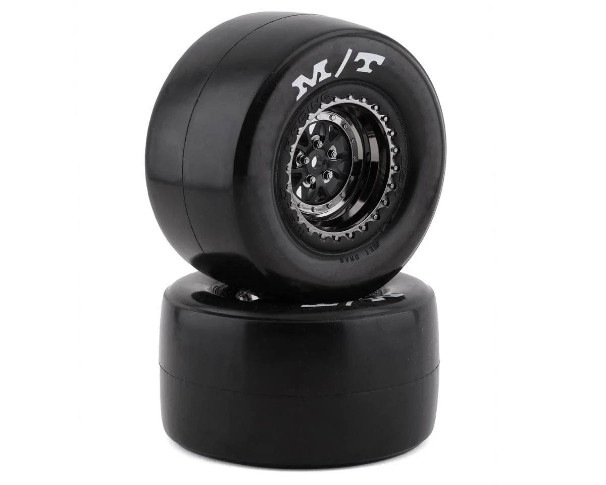 Traxxas Drag Slash Rear Pre - Mounted Tires & Weld Wheels (Black Chrome) (2) - BOBBYRC