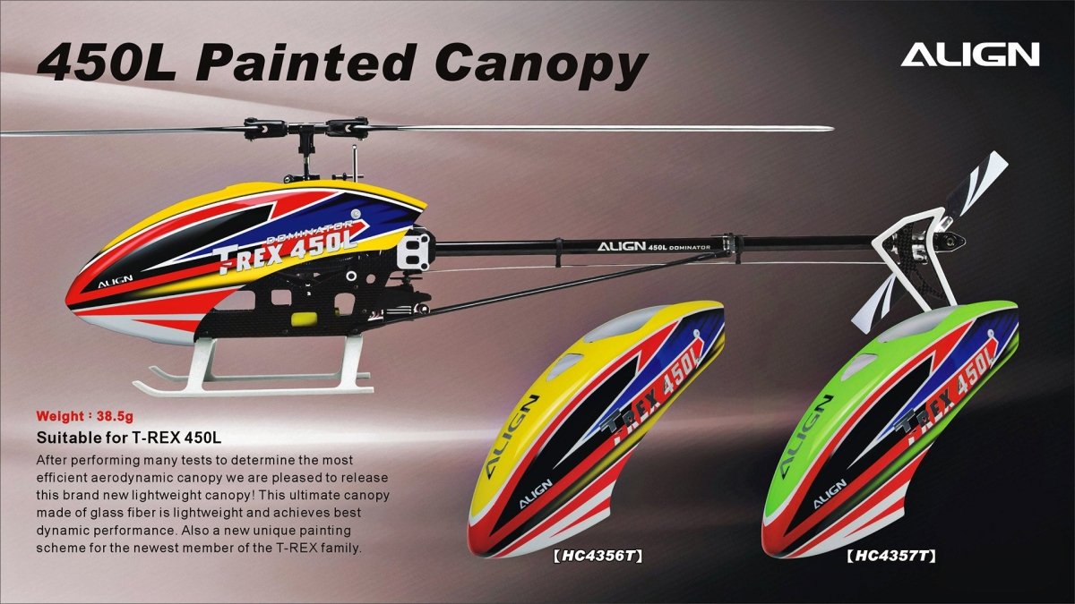 Align/T - Rex Helicopters 450 L Dominator Painted Canopy HC4356 - BOBBYRC