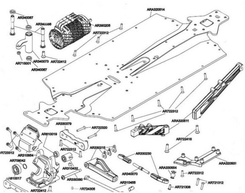 Hot Racing Arrma 1/7 Infraction Limitless Aluminum Rear Chassis Brace AOR30C01 - BOBBYRC