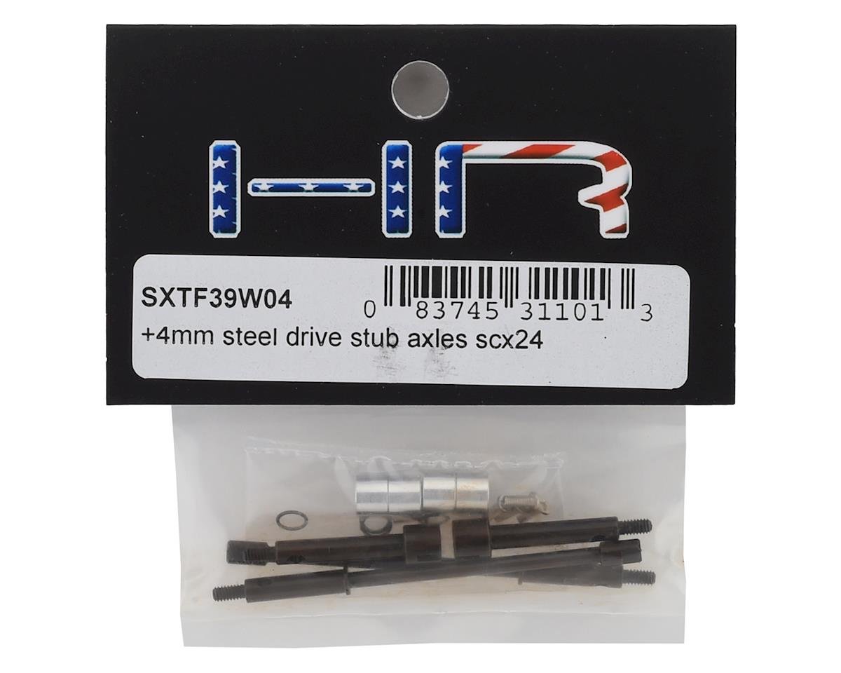Hot Racing SXTF39W04 Axial SCX24 +4mm Wide Track Steel Drive Stub Axle Set - BOBBYRC