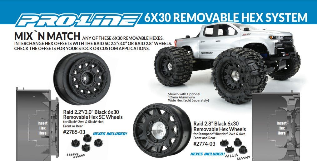 Pro - Line 6337 - 01 6x30 to 12mm Aluminum Hex Adapters Wide (2) 6x30 2.8