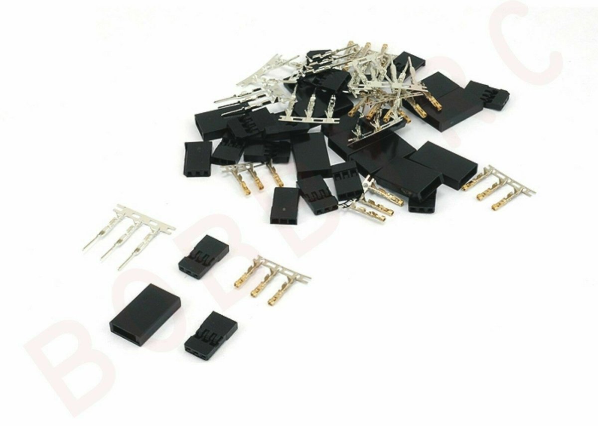 RC Jr Futaba Hitec Set Male / Female Battery / Servo Connector Plug Gold Plated - BOBBYRC