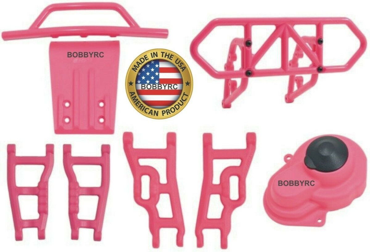 RPM Pink Suspension Arms, Gear Cover, Fr & Rr Bumpers For Traxxas Slash 2WD - BOBBYRC