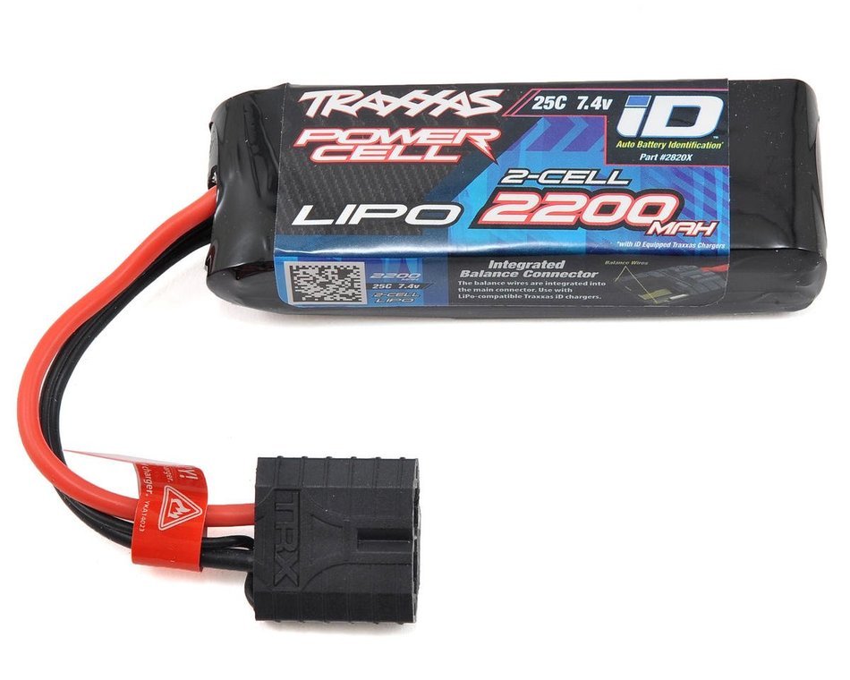 Traxxas 2820X 2S 7.4V 2200mAh LiPo Battery w/ iD Connector 1/16 Scale Slash E - revo - BOBBYRC