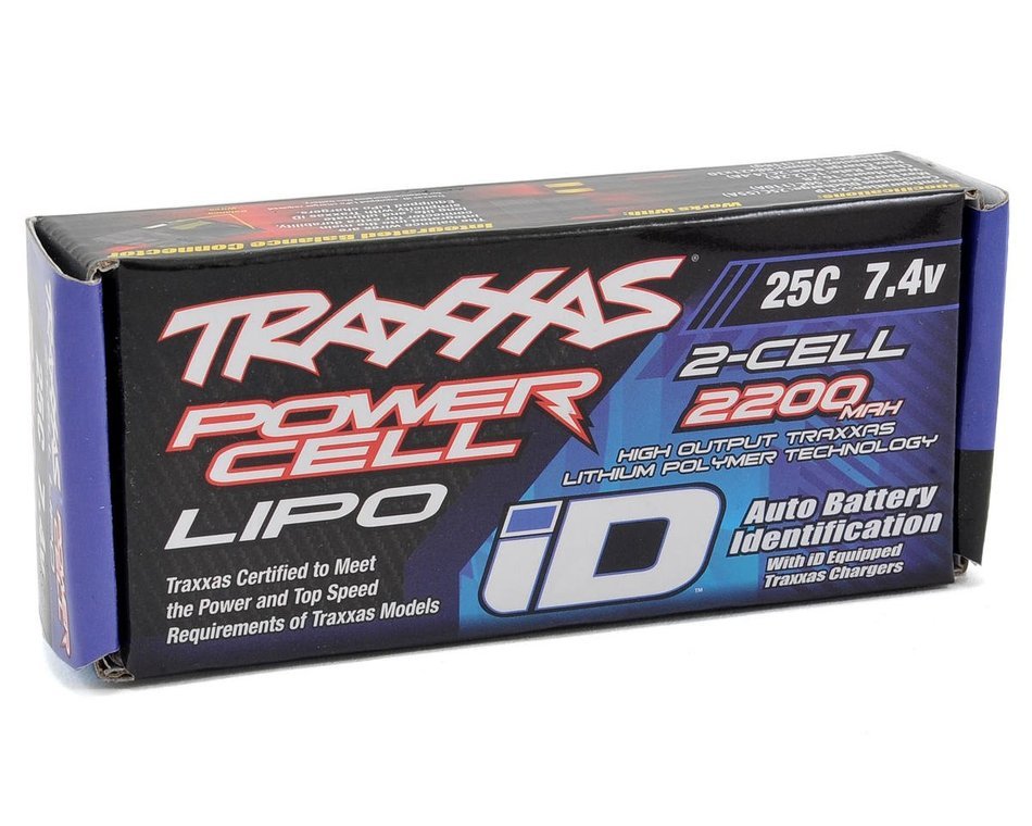 Traxxas 2820X 2S 7.4V 2200mAh LiPo Battery w/ iD Connector 1/16 Scale Slash E - revo - BOBBYRC