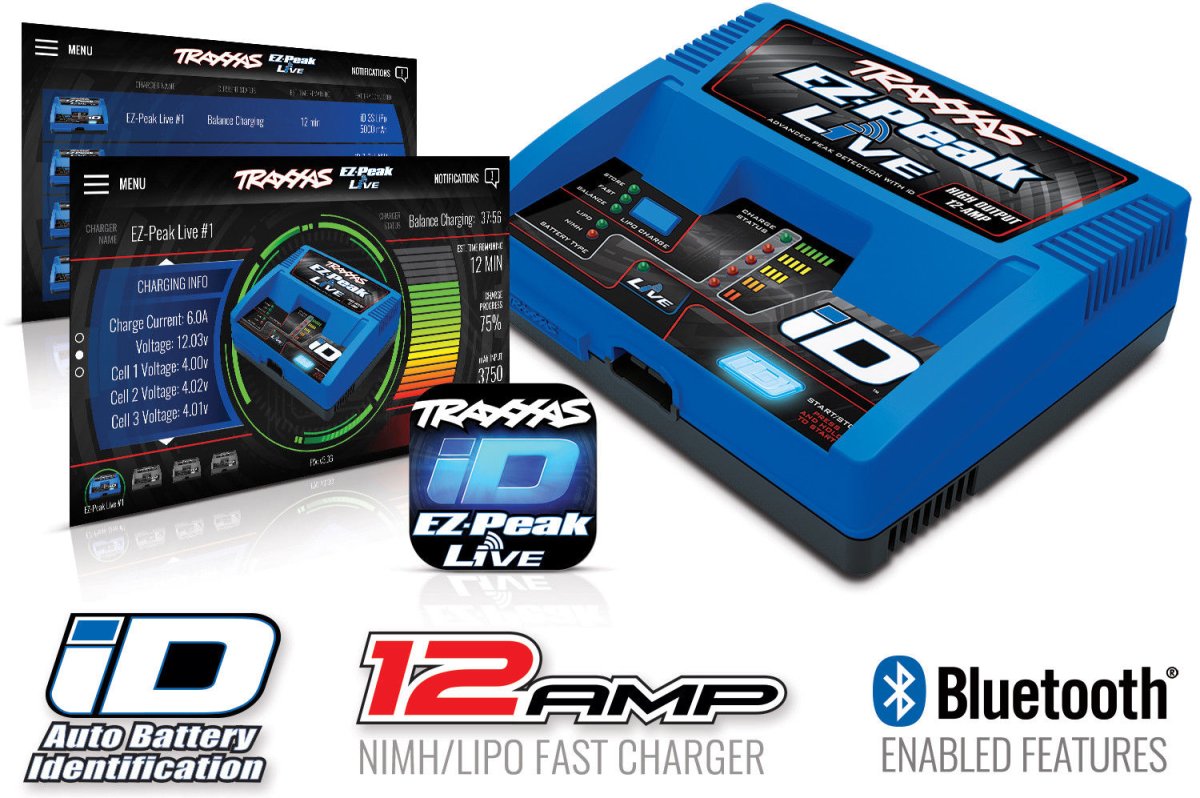 Traxxas 2971 EZ - Peak Live 12 Amp NiMH/LiPo Fast Charger w/iD & Bluetooth - BOBBYRC