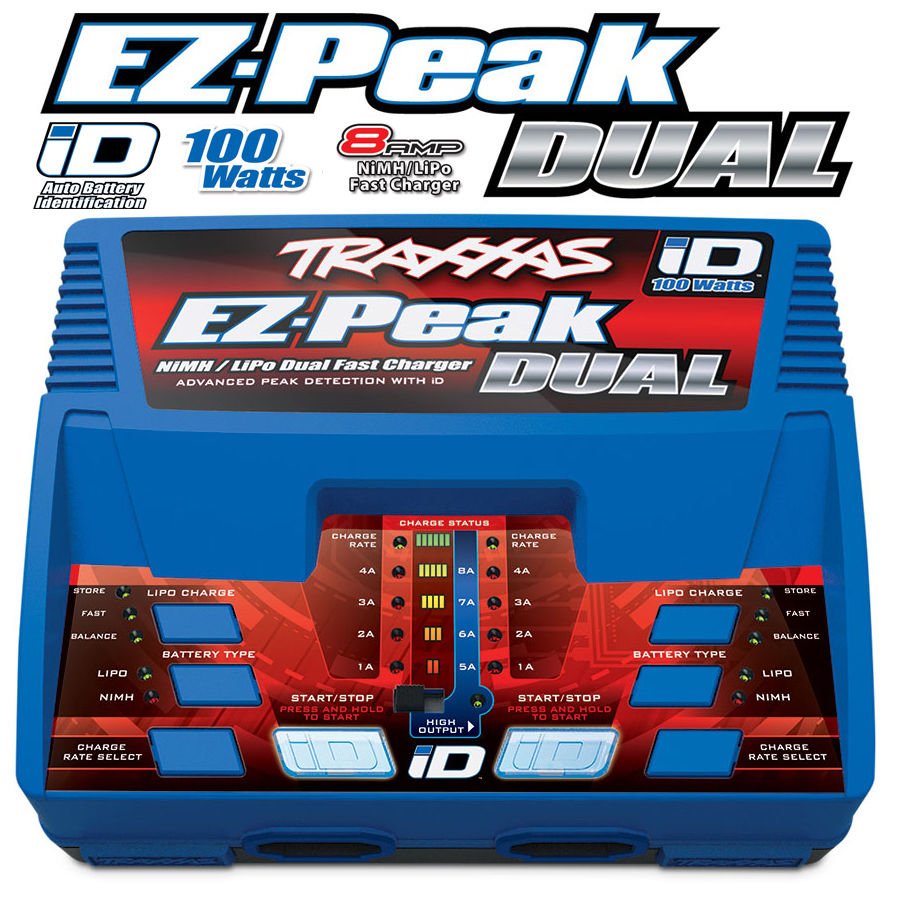 Traxxas 2972 EZ - Peak Plus NiMH / LiPo Auto - iD Dual Charger 1/10 Slash / E - Revo - BOBBYRC