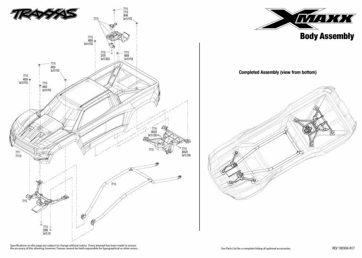 Traxxas 7715 Front & Rear Body Mount Set For X - Maxx 77086 - 4 - BOBBYRC