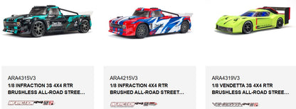 Arrma Infraction Mega/Vendetta 3S BLX Lower Bumper Mount Set