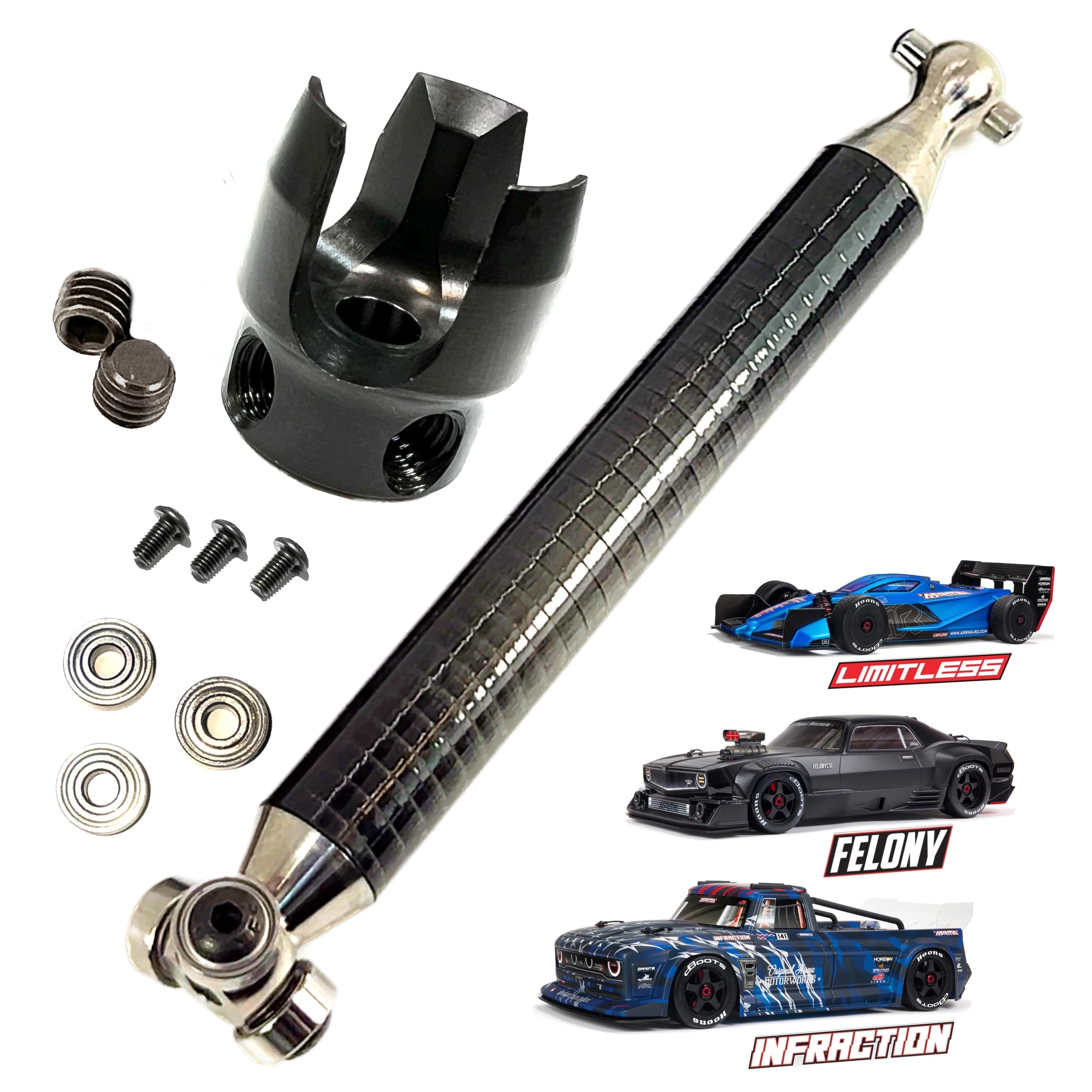 Perfect Pass Ultimate Front Driveshaft Add-On for Arrma Infraction / Felony / Limitless V1