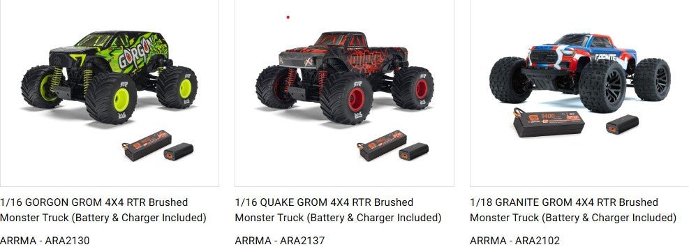 Arrma 1/18 GRANITE , 1/16 QUAKE , 1/16 GORGON GROM Wheels & Tires (set of 4) Fortress dboots - BOBBYRC
