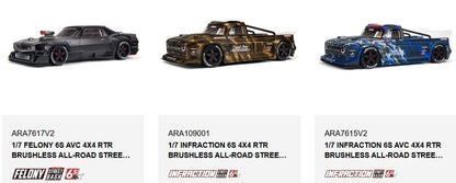 Arrma 320517 Body Post Mount Set 1/7 Felony 6S BLX, 1/7 Infraction - BOBBYRC