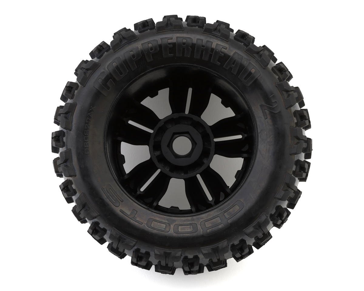 Arrma dBoots Copperhead2 MT 3.8 Pre - Mounted 1/8 Monster Truck Tires (Black) (2) w/17mm Hex - BOBBYRC