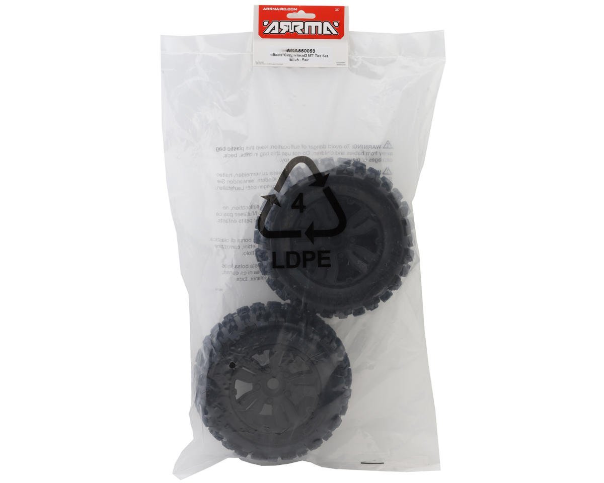 Arrma dBoots Copperhead2 MT 3.8 Pre - Mounted 1/8 Monster Truck Tires (Black) (2) w/17mm Hex - BOBBYRC