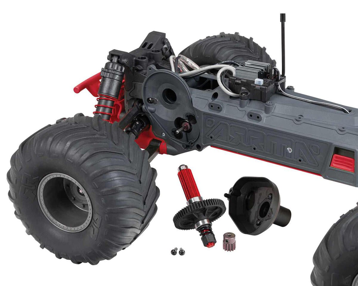 Arrma Gorgon 4X2 MEGA 550 Brushed 1/10 Monster Truck RTR (Red) w/SLT2 2.4GHz Radio, Battery & Charger - BOBBYRC
