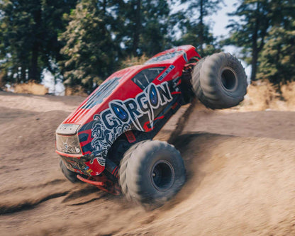 Arrma Gorgon 4X2 MEGA 550 Brushed 1/10 Monster Truck RTR (Red) w/SLT2 2.4GHz Radio, Battery & Charger - BOBBYRC