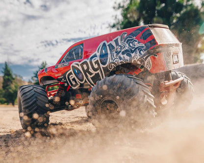 Arrma Gorgon 4X2 MEGA 550 Brushed 1/10 Monster Truck RTR (Red) w/SLT2 2.4GHz Radio, Battery & Charger - BOBBYRC