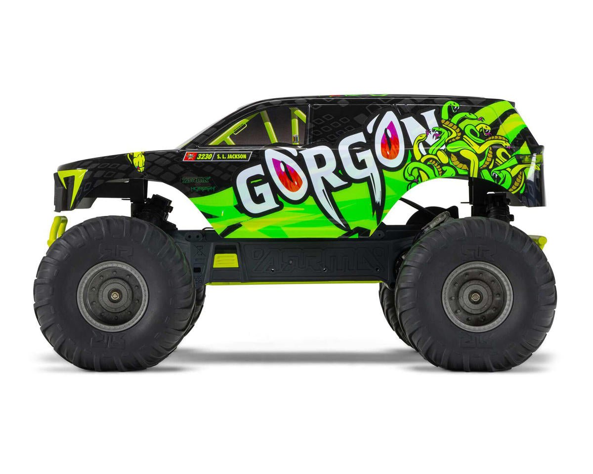 Arrma Gorgon 4X2 MEGA 550 Brushed 1/10 Monster Truck RTR (Yellow) w/SLT2 2.4GHz Radio, Battery & Charger - BOBBYRC